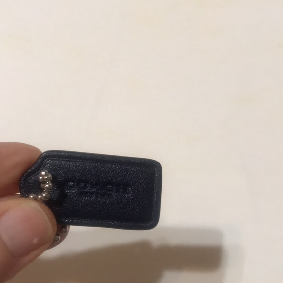 Coach Leather Bag Charm Replacement Logo Dog Tag Ball Chain Navy Blue Mini Small - Picture 6 of 12